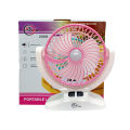 AbJak 2508 Rechargeable Table Fan with LED Light, Portable Charging Fan for Desk/Home, 3-Speed Fan.