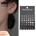 Carat Cubic Zirconia Stud Earrings 18 Pairs Women's Stud Earrings Set with Cubic Zirconia Faux Pearl Elegant Hoop Earrings for Prom Party Daily Wear Lady Ear Jewelry in Various Sizes Minimalist Style. 