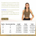 Women Notched Lapel Backless Button Down Suit Vest Solid Color Casual Waistcoat. 