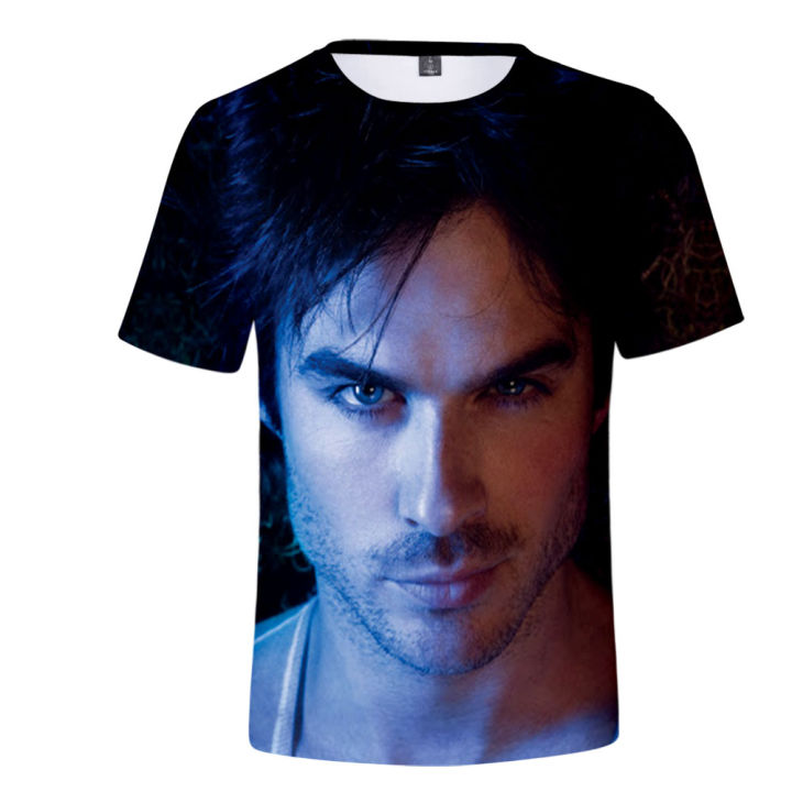 TV%20Series%20The%20Vampire%20Diaries%20Damon%20Salvatore%20Elena%20Gilbert%20Stefan%20Salvatore%203D%20T-Shirt%20Men/Women%20Short%20Sleeve%20T%20Shirt%20Clothes%20-%20Image%203