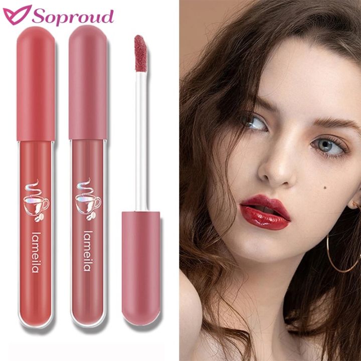 Lameila / 1 Pcs Long-lasting Silky Water Glossy Lip Gloss / Waterproof No-sticky Cup Lip Glaze / Delicate Soft Color Rendering Liquid Lipstick