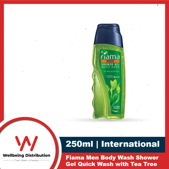 Fiama Men Body Wash Shower Gel Quick Wash 250ml With Tea Tree Body Wash for Men with Skin Conditioners for Moisturised, Soft & Refreshed Skin, Mens Moisturising Bodywash for Dry Skin