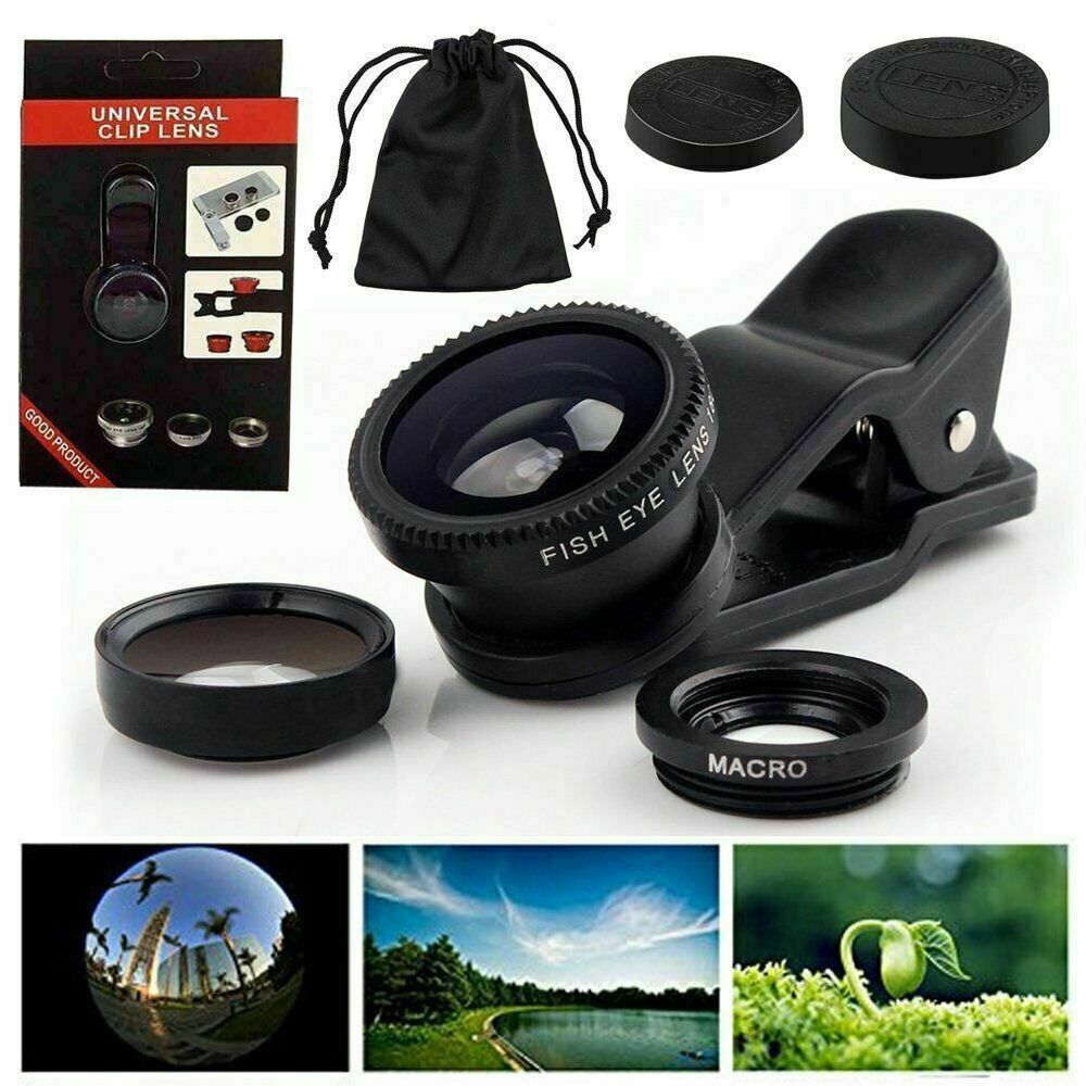 Universal Mobile Clip-on Lens With 3-in-1 Effect (Fish-eye, Wide-Angle, Macro)