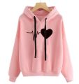 New Autumn Spring Sweatshirt Women Cartoon Heartbeat Printing Hoodie Long-sleeved Loose Vintage Sweater sudaderas para mujer. 