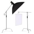 Metal Height 2.6M/8.5FT Adjustable Reflector Tripod Stand with Holding Arm 2pc Grip Head for Photography Studio Video Equipment.