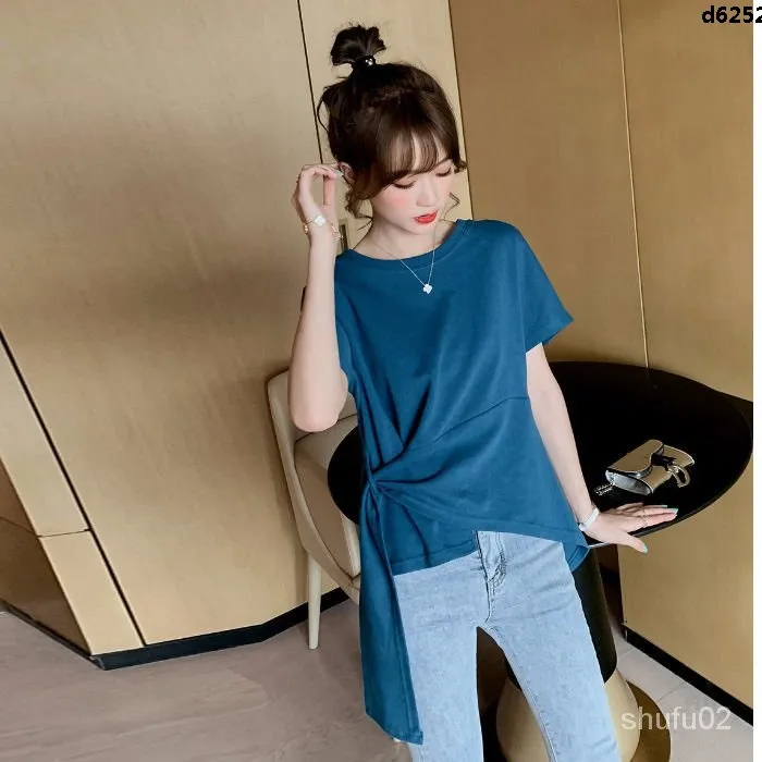 Solid%20Color%20round%20Neck%20T%20Regular%20Women's%20Summer%20Wear%20New%20Clothes%20Bottoming%20Design%20T-shirt%20Top%20Scheming%20Half%20Sleeve%202024%20All-Matching%20%E3%80%85%20-%20Image%204