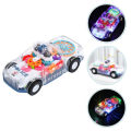 Transparent Police Car, Gear Toy with Light & Music, Transparent Car Toy Light Music with Automatic Change Direction, Great Birthday Gifts for Toddler. 