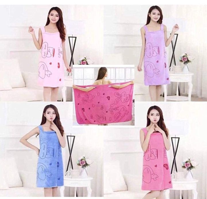 Women%20Bathrobe%20&%20Wearable%20Towel%20Dress%20%7C%20Terry%20Cloth%20Kimono%20Robe%20for%20Bathroom,%20Beach%20&%20Spa%20-%20Image%202