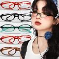 Women Retro Oval Glasses Y2K Japanese and Korean Girls Red Green Frame Glass Eyewear Decorative Computer Anti-blue Eyeglasses.