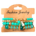 Fashion Hippie Jewelry Multilayered Colorful Beads Stretch Bracelet 4 Sets Bohemian Stackable Crystal Beaded Bracelets for Women. 