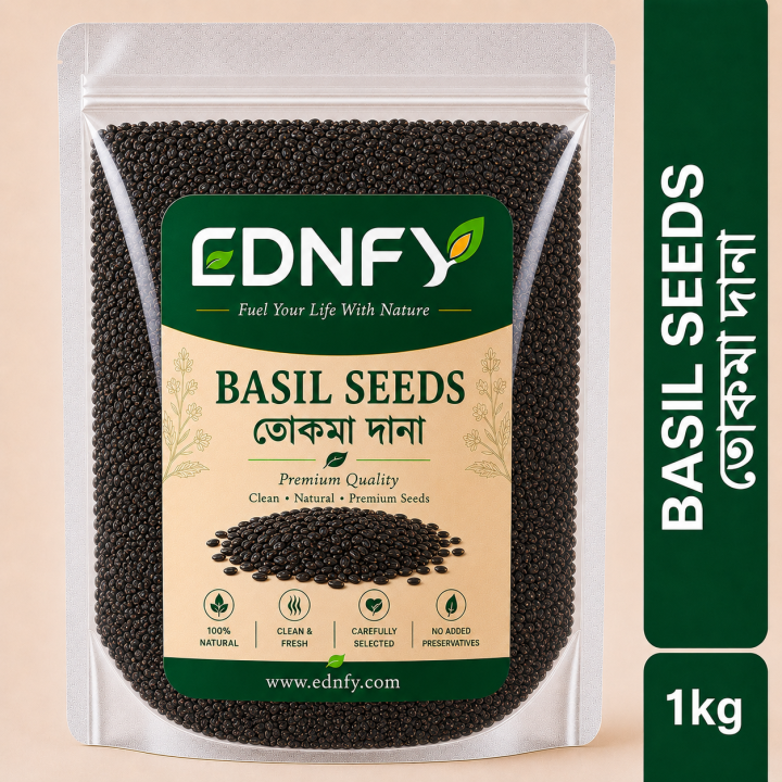 EDNFY Premium Basil Seeds (Tokma Dana) | 100% Natural Sabja Seeds | High Fiber Healthy Superfood