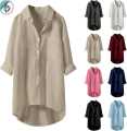 Elegant Cotton Crepe Shirt for Women – Lightweight Tunic with Collar and Button Detailing. 