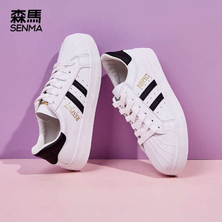 Senma Girls Little White Shoes, Versatile Spring Autumn, Flat Bottom, Lightweight and Minimalist, Thin Student Breathable Casual Board Shoes