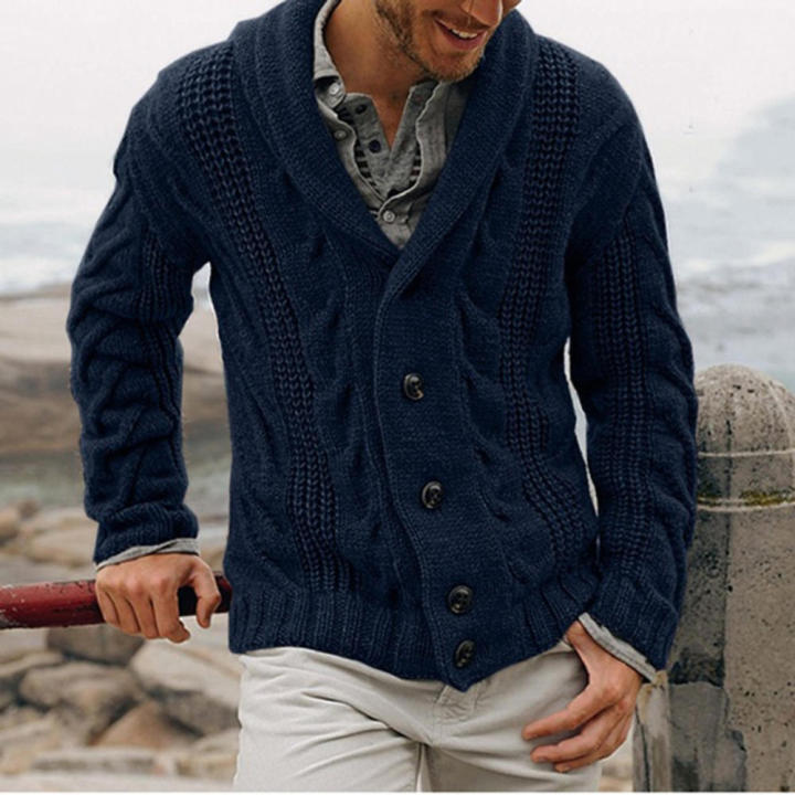 Versatile%20Men's%20cardigan%20Fashionable%20Thick%20Cozy%20Shawl%20collar%20sweater%20Warm%20Soft%20Button%20down%20coat%20for%20Casual%20wear%20Fall/winter%20fashion%20Office%20attire%20Outdoor%20activities%20Gift%20for%20men%20Men%20-%20Image%203