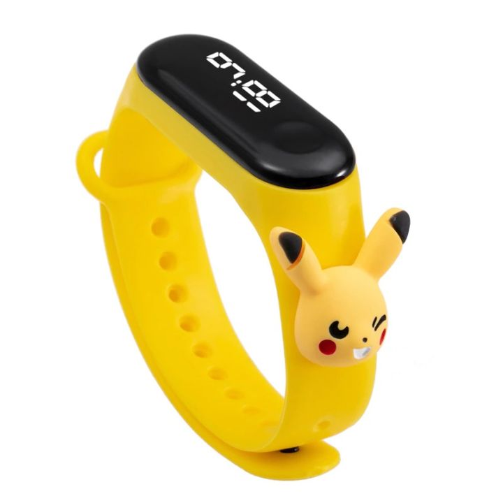 Kids Pikachu Super Heroin Cartoon Waterproof Touch Screen LED Silicone Digital Girls and Boys Students Wrist Sports Baby Watch