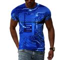 O-neck Casual Top 3D Printing Electronic C Men's T-shirt Summer Creative Breathable Fitness Street Oversized T-shirt. 