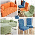 【High-quality】 Thickened Elastic Leather Sofa Cover All-Inclusive Old-Fashioned One, Two, Three-Person Blue Armrest Comb.... 
