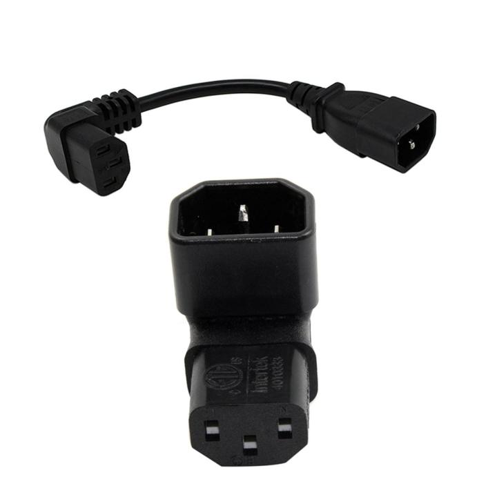 IEC Male C14 to Up Right Angled 90 Degree IEC Female C13 Power Extension Adapter with 18cm IEC 320 90 Degree C13 3 Pin Female to C14 3 Pin Male PDU Power Supply Extension Cord