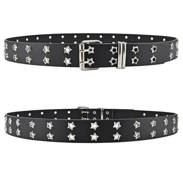 Adjustable%20Rivet%20Belt%20Trendy%20Double%20Buckle%20PU%20Leather%20Goth%20Belt%20Star%20Design%20Double%20Pin%20Belt%20for%20Men's%20Fashion%20Women's%20Fashion%20-%20Image%207