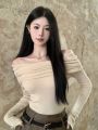 Idle Style off-Shoulder Collarbone Knitted Sweater Spring Gentle Slim Fit Slimming Thin Long Sleeve Bottoming Shirt Top. 