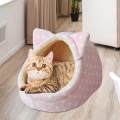 Cat Bed Sleeping Snooze Calming Pet Supplies Kennel Cozy Semi Enclosed Pet Cat Nest Stars Pink Small. 