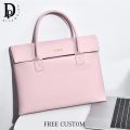 Large Capacity Custom Initials Laptop Bag PU Leather Business Office Student Briefcase Fashion Simple Notebook Computer Handbag.