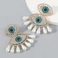 Exaggerated Metal Rhinestone Imitation Pearl Evil Eye Earrings Castle Banquet Dangle Earrings Women's Statement Accessories.
