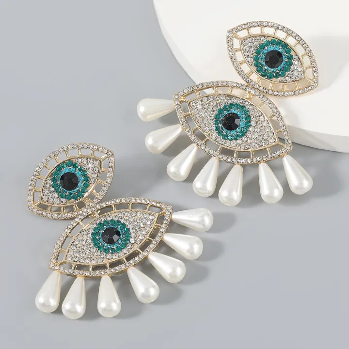 Exaggerated%20Metal%20Rhinestone%20Imitation%20Pearl%20Evil%20Eye%20Earrings%20Castle%20Banquet%20Dangle%20Earrings%20Women's%20Statement%20Accessories%20-%20Image%203