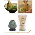 Japanese Style Whisk Set, Ceramic Whisk Holder +Bamboo Tea Scoop, Gift for Matcha Ceremony Starter - Blue. 
