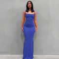2023 New Summer Spaghetti Strap Black Skims Long Dress Women Sleeveless Solid Skinny Bodycon Trumpet Maxi Dresses Vestidos. 