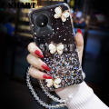 For VIVO Y02 Case Shiny Ring Cases Glitter Soft Transparent Butterfly Casing for VIVOY02 Back Cover + Free Crystal Chain. 