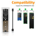 【Limited Time Only】 M.2 NVME PCIe NGFF SATA Dual Protocol SSD Case USB Type C 10Gbps PCI-E M2 SSD Transparent External Enclosure Hard Disk Box.