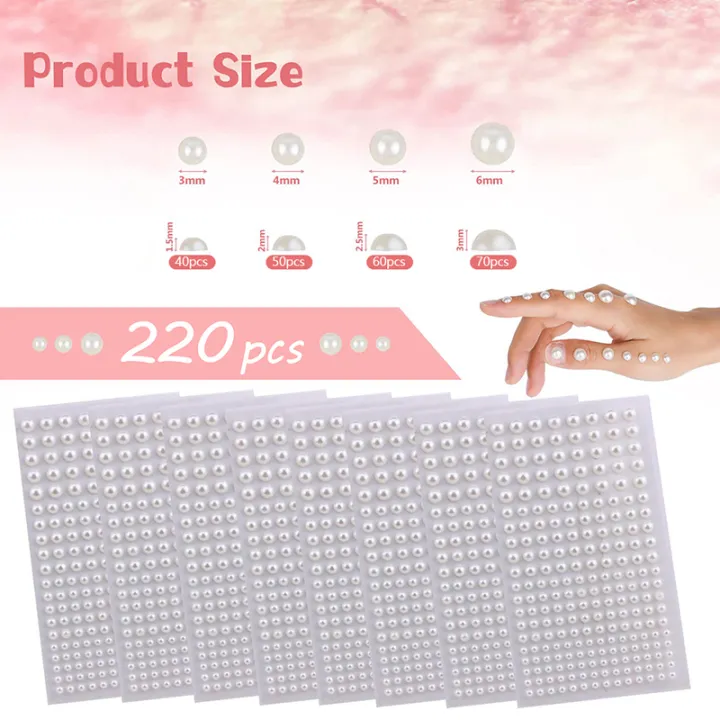 220pcs%20Mix%203mm/4mm/5mm/6mm%20Hair%20Pearls%20Stick%20On%20Self%20Adhesive%20Pearls%20Stickers%20Face%20Pearls%20Stickers%20for%20Hair%20Face%20Makeup%20Nail%20DIY%20Crafts%20Creek%20-%20Image%204