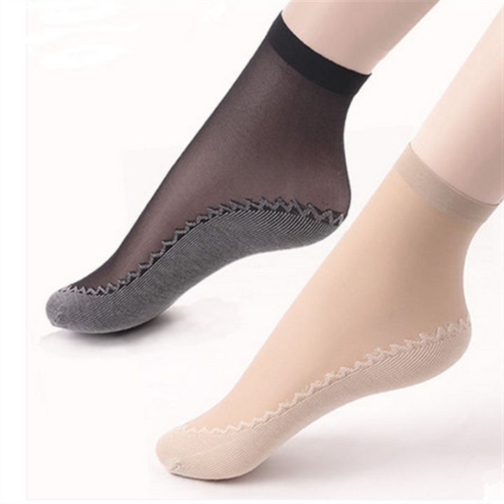 New%201Pairs%20Silky%20Anti-Slip%20Cotton%20Sole%20Sheer%20Ankle%20High%20Tights%20Hosiery%20Socks%20Reinforced%20Toe%20Velvet%20Silk%20Women%20Sock%20Cotton%20Bottom%20-%20Image%205