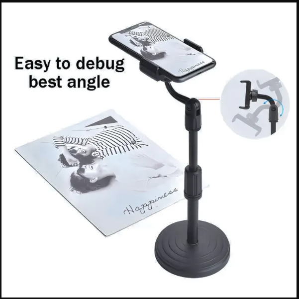 Desktop Mobile Phone Holder Stand 360 Rotate for Live Streaming Shoot YouTube TikTok Video Round Base Smartphone