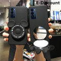 For Tecno Camon18 Premier Case Cute Cartoon Camera Stand Holder Silicone Soft Cases for Tecno Camon18 Premier Makeup Mirror Back Cover. 