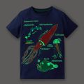 Kids Cartoon Roblox Luminous T-shirt Boy Summer Short Sleeve Glow In Dark Tops. 