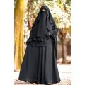 Elevate Your Style with the New Exclusive Designed 4 Part Dubai Sunnati Burkah - Featuring Hoody Niqab and Double Part Extra Long Hijab.