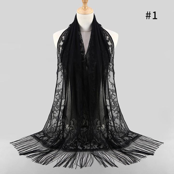 Solid Color Hollowed-Out Buds Tassel Silk Flowers Wear Hijab With Nakab