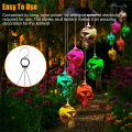 6 Leds Luminous Skull Wind Chimes IP65 Waterproof Solar Powered Color Changing Outdoor Hanging Solar Lights For Haunted House Decor. 