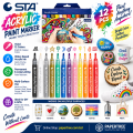 STA Acrylic Paint Marker Pens 12 Colors Permanent Art Markers for Glass Ceramic Rock Wood Canvas Metal & Fabric DIY Painting.