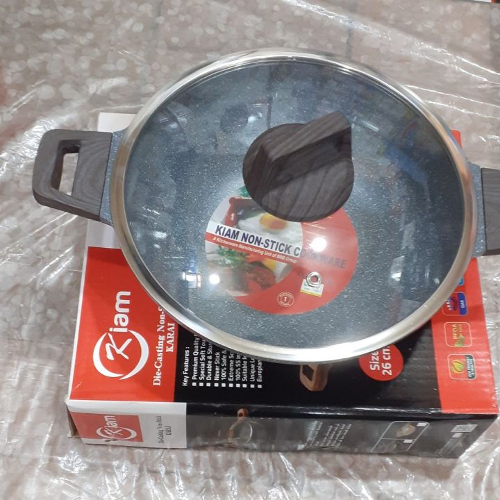 Kiam karai 26cm Nonstick Dai Casting with glass lid (Induction Bottom)