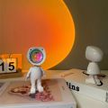 LED Astronaut Sunset Light Rainbow Projection Night Light USB Charging Touch Control for Bedroom and Game Room Decoration.
