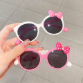 Adorable Color Block With Bow Decor Large Frame Sunglasses Teens Boys Girls Outdoor Party Vacation Travel kids eyewear. 