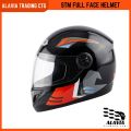 STM Premium Full Face Motorcycle Helmet with Graphic Design, Adjustable Strap, and Removable Visor - New.