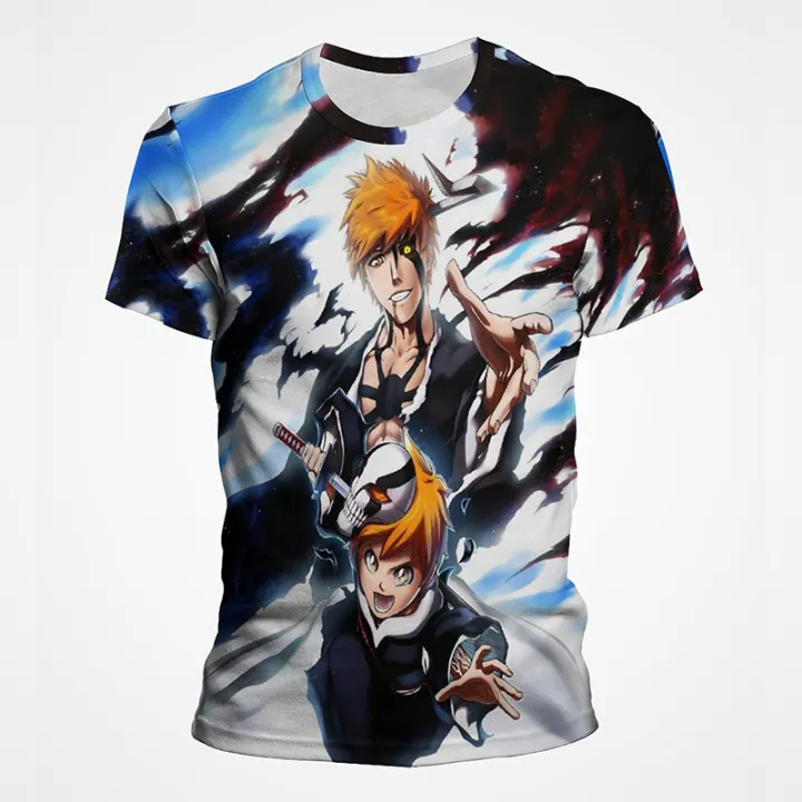 New Anime Grim Reaper Bleach Ichigo Kurosaki 3D Pattern T-shirt Men Women Casual Shirts Fashion Harajuku Tee Tops