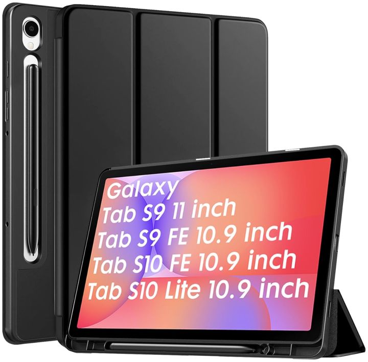 Cover For Samsung Galaxy Tab S10 Lite 10.9"/ Tab S9 FE 10.9 inch / Tab S10 FE / Tab S9 / Tab S8 / Tab S7 11 inch Case Cover, Smart Flip Case Cover Translucent Back with S Pen Holder, Black - Navy Blue