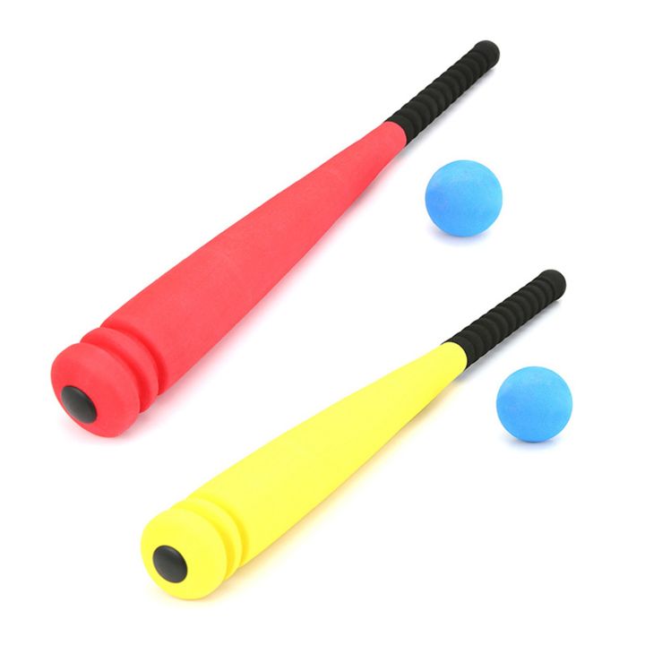 2 Set Foam Baseball Bat with Baseball Toy Set for Children Age 3 To 5 Years Old-Red & Yellow