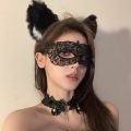 Black Lace Sexy Cat Ears Headband Sex-Free Eye Mask Face-Covering Mesh Halloween Headdress Hair Accessories Female Accessories. 