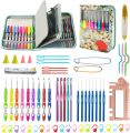 Crochet Hooks Set With Beautiful Compartmentalized Storage Case | 22 different Sizes of Crochet Aluminum Hook & Soft Handle Crochet Needles | 64 pieces of Crocheting Accessories| Crocheting Set for Beginners and Experienced Crocheters. 